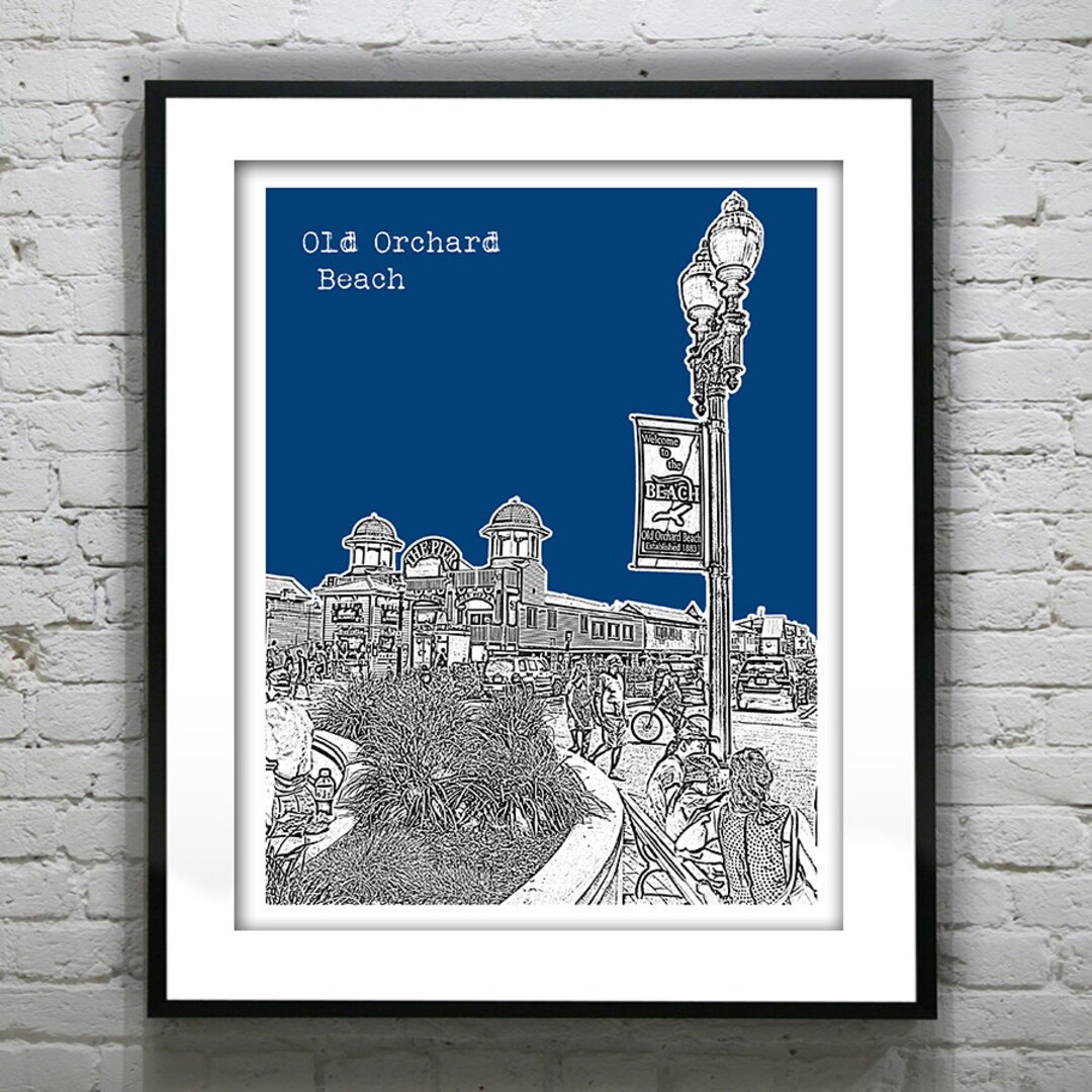 Old Orchard Beach Skyline Poster Art Print Maine ME Version 1 Etsy