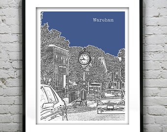 Wareham Massachusetts Skyline Poster Art Print MA Version 1