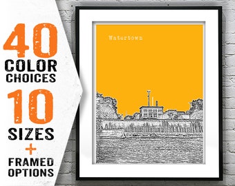 Watertown Wisconsin Poster Print Art City Skyline WI Item T2143