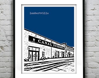 Lambertville New Jersey Poster Art Skyline Print