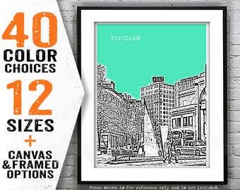 Portland Maine Skyline Poster Art Print ME Item T4435
