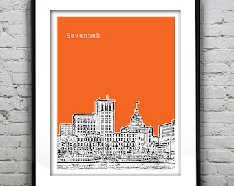 Savannah Georgia Skyline Poster Art Print GA Item T2447