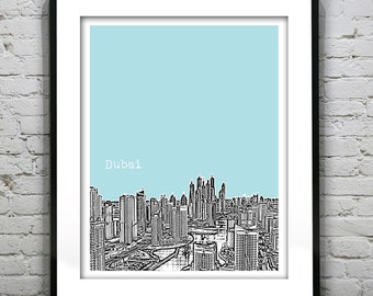 Dubai Skyline United Arab Emirates Poster Art Print Version 1