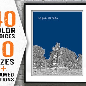 Logan Circle Washington DC Skyline Poster Art Print Item T2146