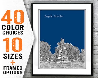 Logan Circle Washington DC Skyline Poster Art Print Item T2146