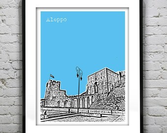 Aleppo Syria Poster Art Print City Skyline Aleppo Citadel