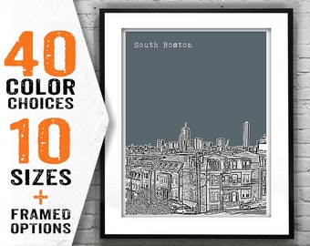 South Boston Skyline Poster Art Print Massachusetts MA Item T1671