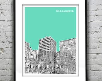 Wilmington Delaware Poster Art Print Skyline Downtown Version 2