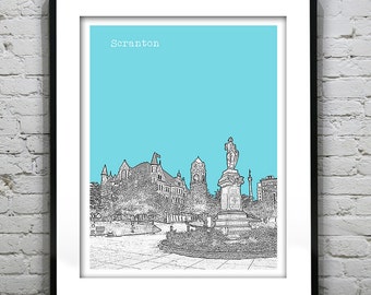 Scranton Skyline Poster Art Print Pennsylvania PA Skyline Item T2869