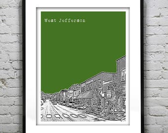 West Jefferson North Carolina Poster Skyline Poster Art Print NC Version 1