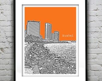 Mumbai India Poster Art Print Skyline Travel Bombay Item T4379
