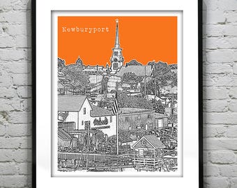 Newburyport Massachusetts Skyline Poster Art Print MA Item T1073