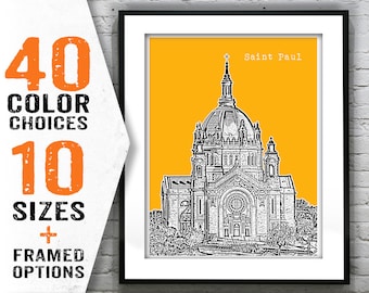 Saint Paul Minnesota Poster Art Skyline Print Cathedral Item T1461