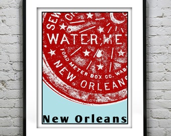 New Orleans Water Meter Art Print Poster NOLA Louisiana Item T4951