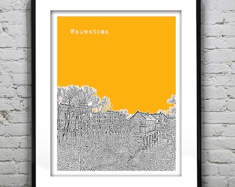 Wauwatosa WI Skyline Poster Print Art Wisconsin Version 1
