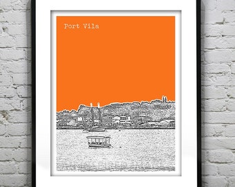 Port Vila Skyline Poster Art Print Port Vila Vanuatu Version 2