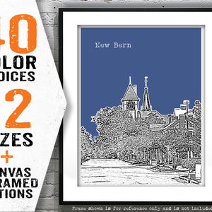 New Bern Skyline Art Poster Print North Carolina NC Item T5207