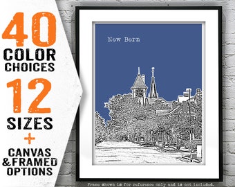 New Bern Skyline Art Poster Print North Carolina NC Item T5207