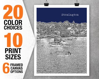 Stonington Skyline Poster Art Print Maine ME Item T5290