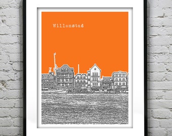 Willemstad, Curaçao Poster Art Print City Skyline Version 1