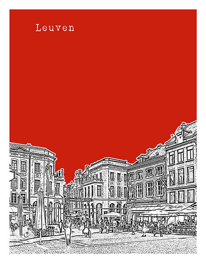 Leuven Belgium Poster Art Print Skyline Item T4156 Etsy