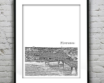 Florence Alabama Skyline Poster Art Print AL Item T4690