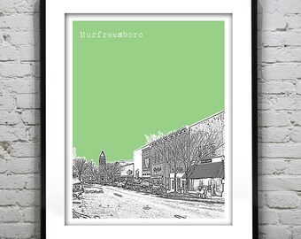 Murfreesboro Tennessee City Skyline Poster Art Print TN