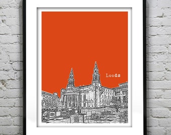 Leeds England Poster Art Print West Yorkshire England UK Millenium Square Item T1365