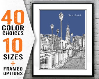 Hartford Connecticut Skyline Poster Art Print CT Item T1631