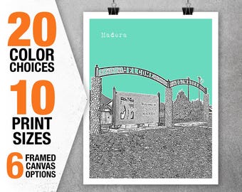 Madera California Skyline Poster Art Print CA Item T5562