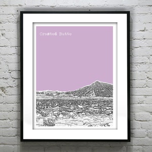 Crested Butte Skyline Poster City Art Print Colorado CO image 1