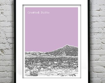 Crested Butte Skyline Poster City Art Print Colorado CO