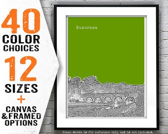 Buncrana Ireland Skyline Poster Art Print Castle Bridge Item T4114