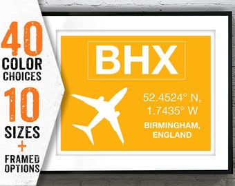 BHX Birmingham International Airport Landscape Aviation Poster Art Print United Kingdom Item T4724