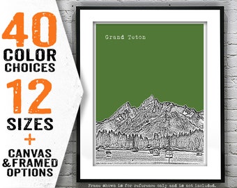 Grand Teton Wyoming Poster Art Print State Park Skyline Item T4601