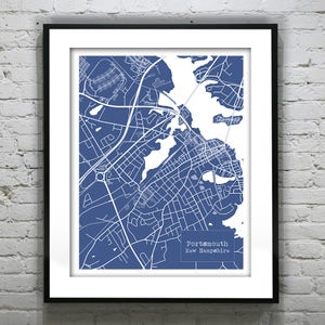 Portsmouth New Hampshire Blueprint Map Poster Art Print Several Sizes Available NH Item T4233 image 1