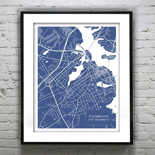 Portsmouth New Hampshire Blueprint Map Poster Art Print Several Sizes Available NH Item T4233