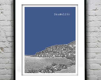 Sausalito Skyline Poster Art Print California CA Item T4520