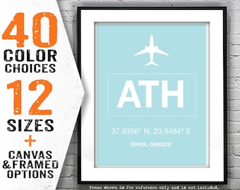 ATH Athens International Airport Aviation Poster Art Print Greece Item T4077