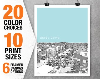 Maple Grove Minnesota Poster Art Skyline Print Item T5380