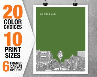 Mansfield Massachusetts Skyline Poster Art Print Image MA Item T5337