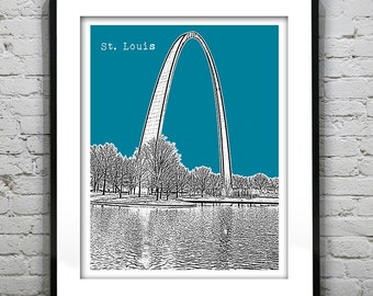 St. Louis Poster City Skyline Art Print Missouri MO St. Louis Arch Item T2231