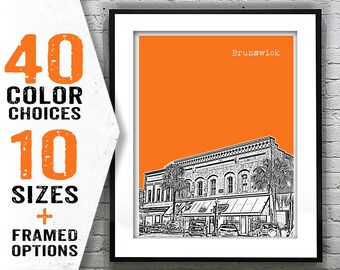 Brunswick Skyline Art Print Poster Georgia GA Item T1888
