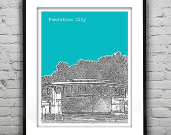 Peachtree City Georgia Skyline Poster Art Print GA