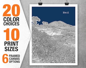 Maui Hawaii City Skyline Poster Art Print HI Item T5565
