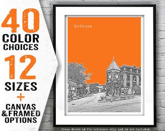 Methuen Massachusetts Poster Print Art Skyline MA Item T4772