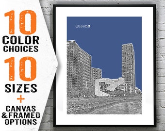 Queens New York Skyline Art Print New York City NY Item T2962