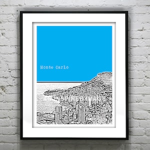 Monte Carlo Poster Art Print Skyline Monaco Europe Item T4443