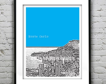 Monte Carlo Poster Art Print Skyline Monaco Europe Item T4443