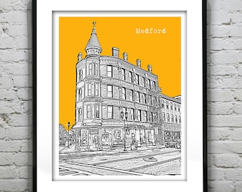 Medford Massachusetts Skyline Poster Art Print MA Item T2510